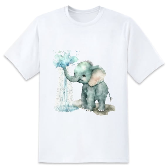 Mens Oversize T Shirts Watercolor Elephant (7)Casual Short Sleeve Basic Tees Crew Neck T-Shirt Funny Graphic Tees Black or White XS-5XL