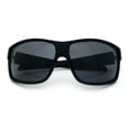 thumbnail image 1 of Mens Oversized Biker Wrap Rubberized Matte Plastic Rectangular Sport Sunglasses All Black, 1 of 8