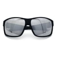 thumbnail image 1 of Mens Oversized Biker Wrap Rubberized Matte Plastic Rectangular Sport Sunglasses Black - Silver Mirror, 1 of 8