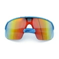 thumbnail image 1 of Mens Oversized Color Mirror Shield MTB Half Rim Sport Plastic Sunglasses Blue - Orange Mirror, 1 of 8