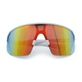 thumbnail image 1 of Mens Oversized Color Mirror Shield MTB Half Rim Sport Plastic Sunglasses White - Orange Mirror, 1 of 8