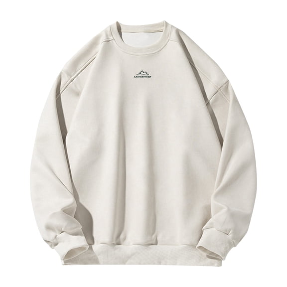 Mens Oversized Crewneck Sweatshirt Graphic Long Sleeve Pullover Top for Men Fashion Casual Baggy Fall Shirt (White L)