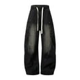thumbnail image 1 of Mens Oversized Distressed Cargo Jeans with Drawstring Waist Pocketed Washed Look Relaxed Fit Everyday Wear Casual, 1 of 18
