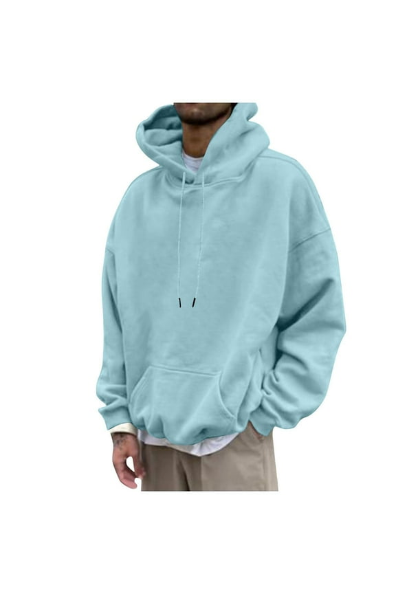 Mens Oversized Hoodie Baggy Pullover Hoodie Plain Casual Hooded Sweatshirts Long Sleeve Sweater Plus Size Fall Winter Drawstring Hoody with Front Pocket Outdoor Hooded Top Sportswear
