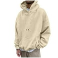 thumbnail image 1 of Mens Oversized Hoodie Baggy Pullover Hoodie Plain Casual Hooded Sweatshirts Long Sleeve Sweater Plus Size Fall Winter Drawstring Hoody with Front Pocket Outdoor Hooded Top Sportswear, 1 of 2