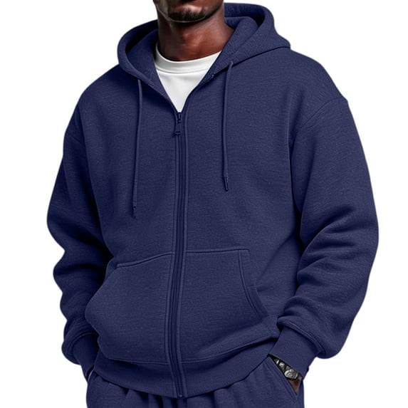 Mens Oversized Hoodies Fall Sweatshirt Winter Fleece Hooded Collar Drawstring Pullover With Pockets Navy 3XL