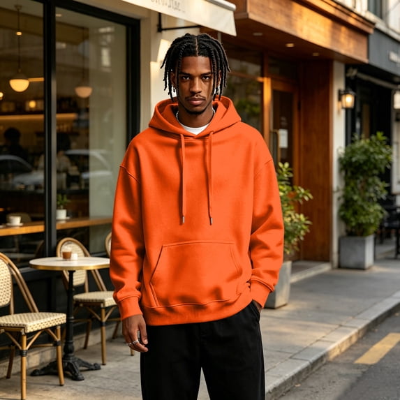 Mens Oversized Hoodies Fall Sweatshirt Winter Fleece Hooded Collar Drawstring Pullover With Pockets