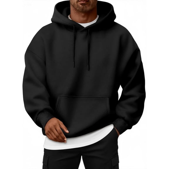 Mens Oversized Hoodies Fall Sweatshirt Winter Fleece Hooded Collar Drawstring Pullover With Pockets