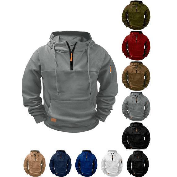 Mens Oversized Hoodies Fleece Lined Sweatshirts Fall Winter Hooded Collar Drawstring Pullover with Pockets