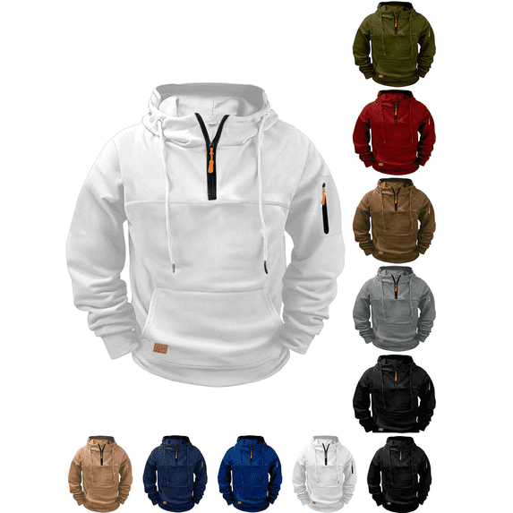 Mens Oversized Hoodies Fleece Lined Sweatshirts Fall Winter Hooded Collar Drawstring Pullover with Pockets