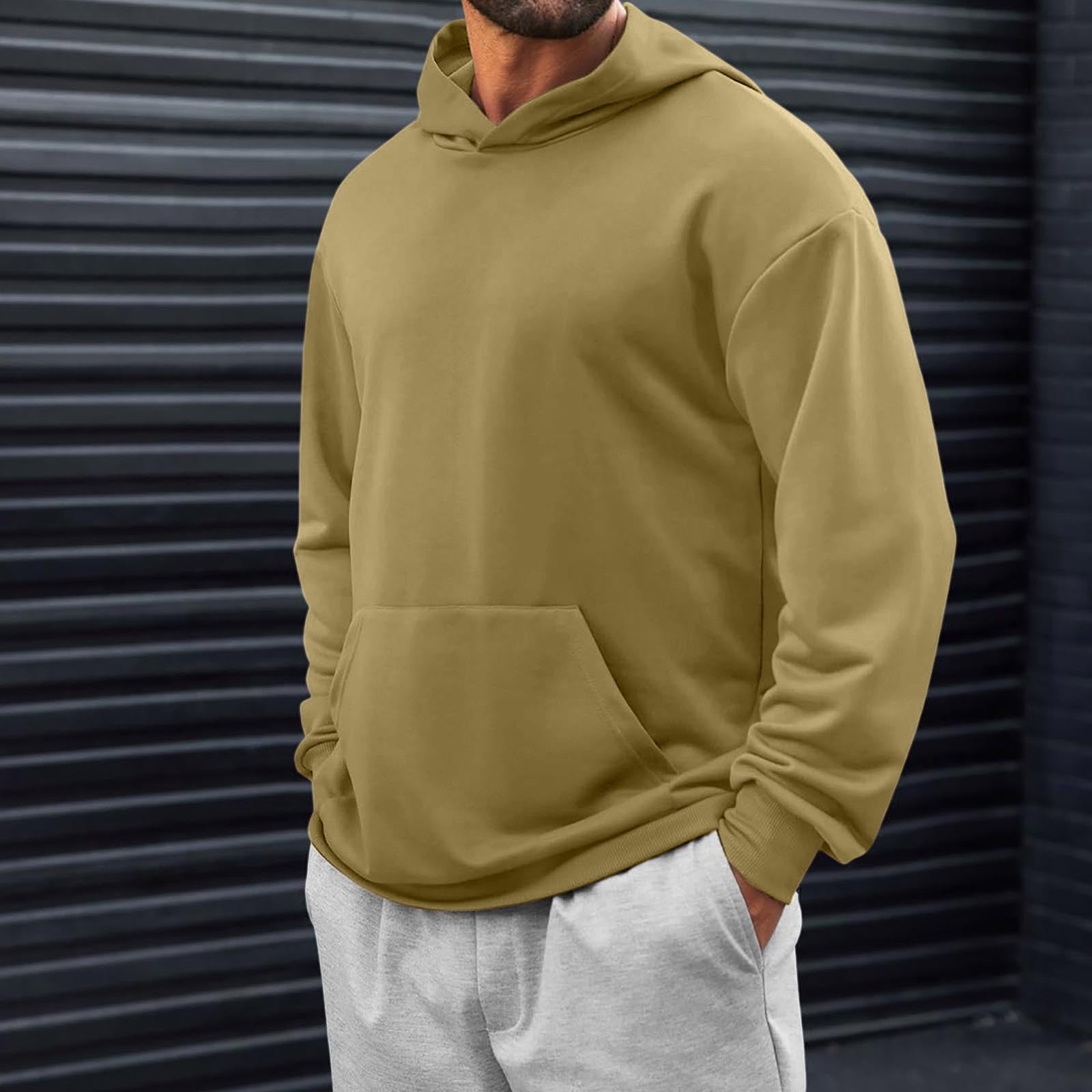 Mens Oversized Hoodies, Loose Casual Solid Color Basic Sweatshirt