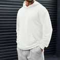 thumbnail image 1 of Mens Oversized Hoodies, Loose Casual Solid Color Basic Sweatshirt Hooded, Fall Trendy Pullover Tops White L, 1 of 7