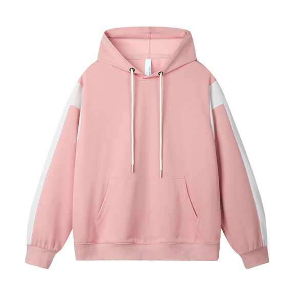 Mens Oversized Hoodies Pullover Drawstring Long Sleeve Hooded Sweatshirt for Men Loose Patchwork Top with Hood (Pink M)