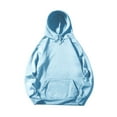 thumbnail image 1 of Mens Oversized Hoodies Pullover Drawstring Long Sleeve Hooded Sweatshirt for Men Solid Color Pockets Top with Hood (Sky Blue M), 1 of 6