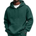 thumbnail image 1 of Mens Oversized Hoodies Sweatshirts | Fall Winter Hooded Collar Drawstring Pullover With Pocket for Workout Gym Dark Green S, 1 of 6