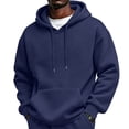thumbnail image 1 of Mens Oversized Hoodies Sweatshirts | Fall Winter Hooded Collar Drawstring Pullover With Pocket for Workout Gym Navy M, 1 of 6