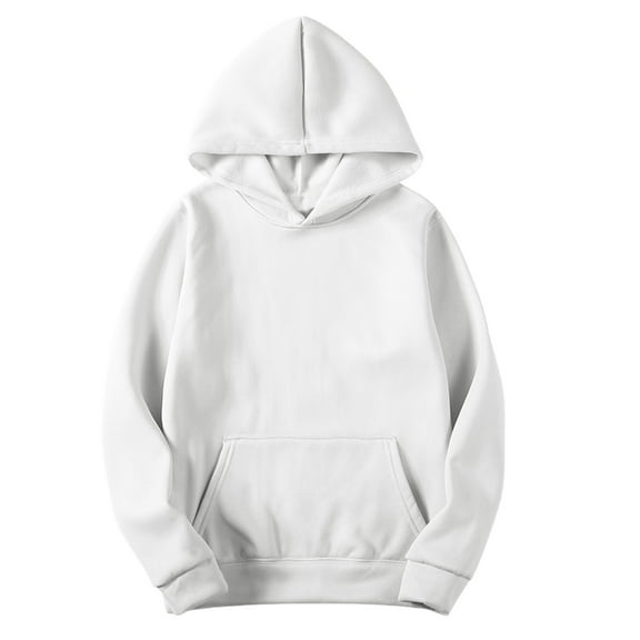 Mens Oversized Hoodies Unisex Long Sleeve Pullover Hooded Sweatshirt Casual baggy fall outfits trendy Fleece Streetwear White L