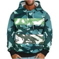 thumbnail image 1 of Mens Oversized Pockets Hoodies Camo Pattern Print Sweatshirt Casual Loose Long Sleeve Pullover Top with Hood (Multicolor 2XL), 1 of 5
