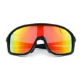 thumbnail image 1 of Mens Oversized Shield Color Mirror Sport Wrap Plastic MTB Rectangle Sunglasses Black - Orange Mirror, 1 of 7