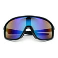 thumbnail image 1 of Mens Oversized Shield Color Mirror Sport Wrap Plastic MTB Rectangle Sunglasses Black - Teal Mirror, 1 of 7