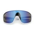 thumbnail image 1 of Mens Oversized Shield Color Mirror Sport Wrap Plastic MTB Rectangle Sunglasses White - Blue Mirror, 1 of 7