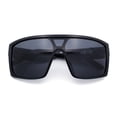 thumbnail image 1 of Mens Oversized Shield Curved Wrap Rectangular Plastic Sporty Sunglasses All Black, 1 of 1
