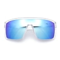thumbnail image 1 of Mens Oversized Shield Curved Wrap Rectangular Plastic Sporty Sunglasses Clear - Blue Mirror, 1 of 1