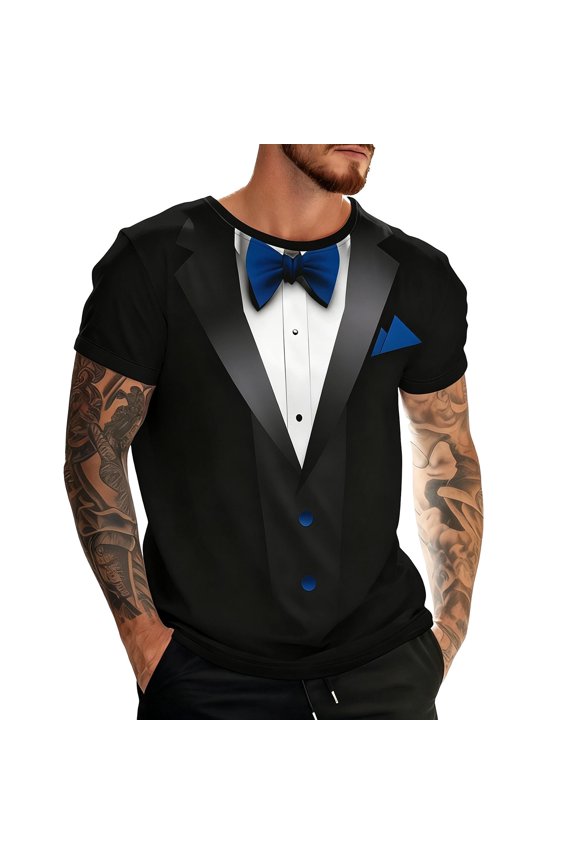 Mens Oversized Summer T-Shirts Plus Size Short Sleeves Humorous Evening Tailcoat Print Cute Party Graphic For Wear Shirts Tops
