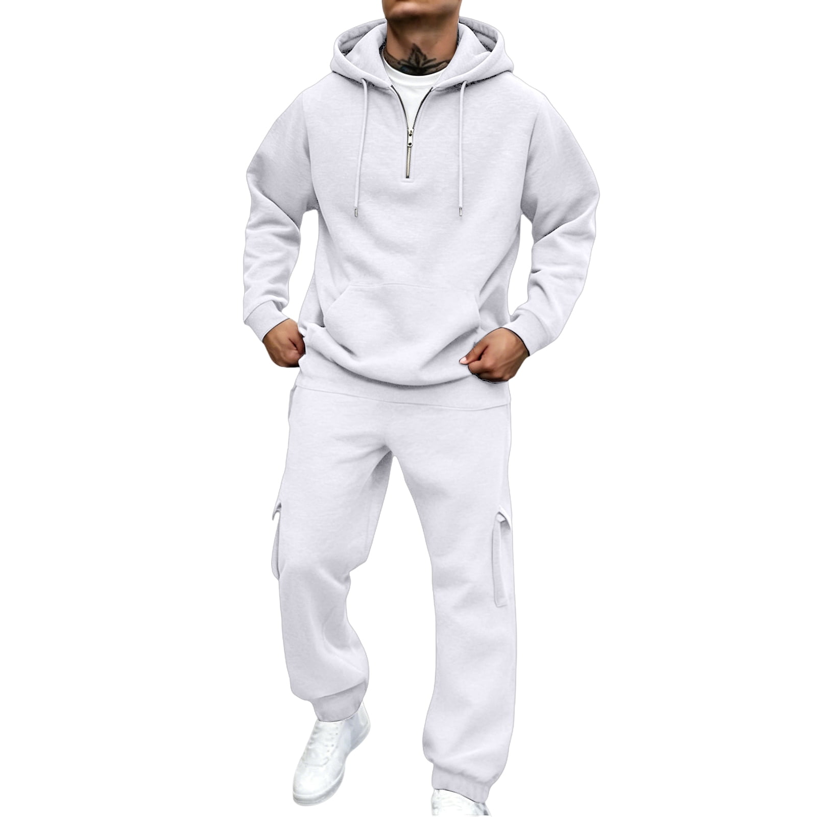 Mens Oversized Sweat Suits 2 Piece 1/4 Zip Hoodie and Sweatpants Set ...