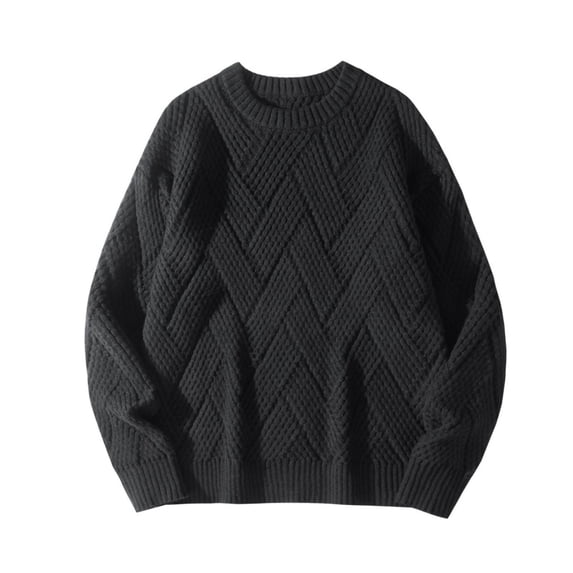 Mens Oversized Sweater 90s Vintage Cable Knit Long Sleeve Heavy Crewneck Pullover
