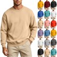 thumbnail image 1 of Mens Oversized Sweatshirt Crewneck Sweater Casual Fall Outfits 2026 | Fleece lined, Comfort Stretch Fabric, Basic Loose, Workout, Lounge Wear, Winter, Airport Fashion Clothes, 1 of 7