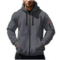 thumbnail image 1 of Mens Oversized Sweatshirts Hoodies Casual Fashion Solid Color Hooded Long-Sleeve Zip Pocket Outwear/Jackets Fall Outfits Fashion Clothes, 1 of 6