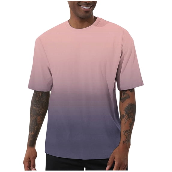 Mens Oversized T Shirt, Short Sleeve Shirts for Men Summer Fashion Loose Fit Ombre Tie Dye Crewneck T-Shirts