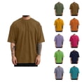 thumbnail image 1 of Mens Oversized T Shirt Summer Fashion Casual Solid Crew Neck Drop Shoulder Elbow Sleeve Mens T-Shirts, 1 of 5