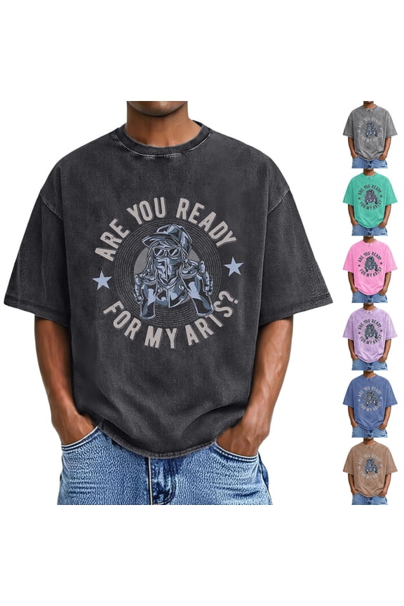 Mens Oversized T Shirts Short Sleeve Summer Loose Fit Tops Distressed High Street Casual Graphic Tees Streetwear
