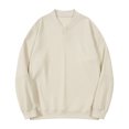 thumbnail image 1 of Mens Oversized V-Neck Sweatshirt Long Sleeve Solid Color Loose Sweaters Fashion Fall Casual Pullover Top for Men (Beige L), 1 of 6
