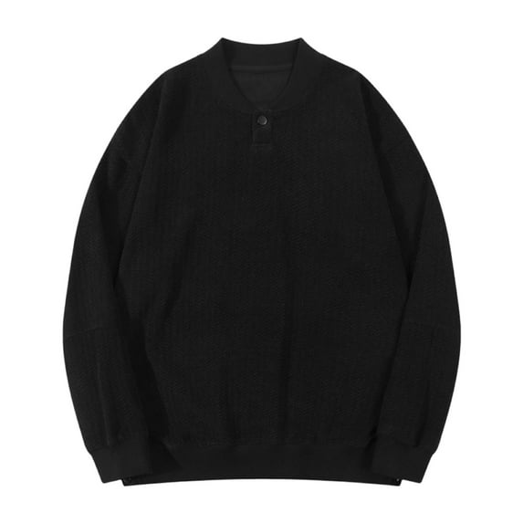 Mens Oversized V-Neck Sweatshirt Long Sleeve Solid Color Loose Sweaters Fashion Fall Casual Pullover Top for Men (Black M)
