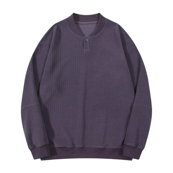 Mens Oversized V-Neck Sweatshirt Long Sleeve Solid Color Loose Sweaters Fashion Fall Casual Pullover Top for Men (Purple 2XL)