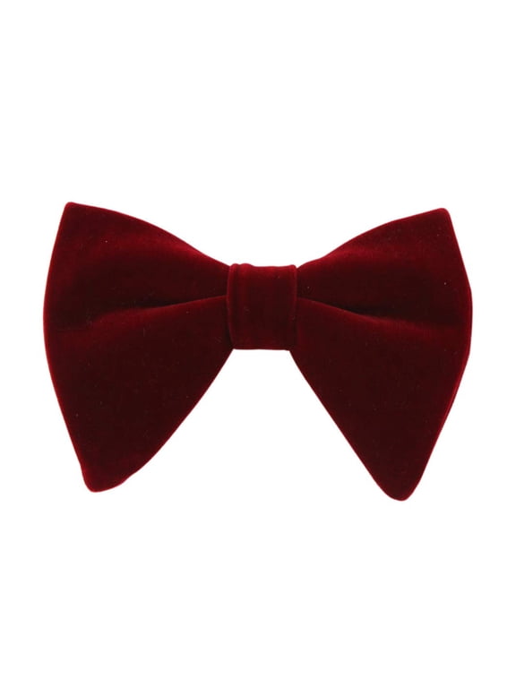 Mens Oversized Velvet Bow Tie Solid Color Formal Tuxedo Pre-Tied Big Bowtie