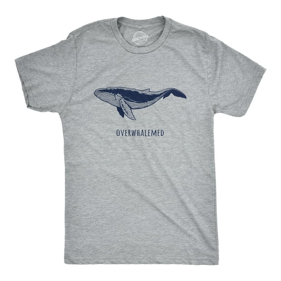 Mens Overwhalemed T Shirt Funny Sarcastic Overwhelmed Whale Graphic Joke Tee for Guys Graphic Tees