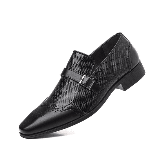 Mens Oxford Classic Comfortable Dress Shoes PU Leather Block Heeled Business Work Shoes