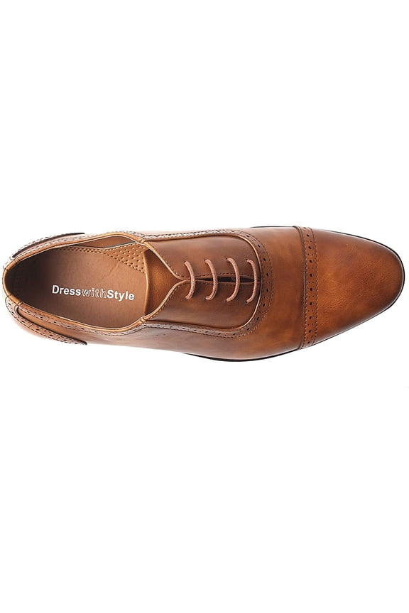 Mens Oxford Wingtip Lace Oxford Brogue Dress Shoes (12, Light Brown)