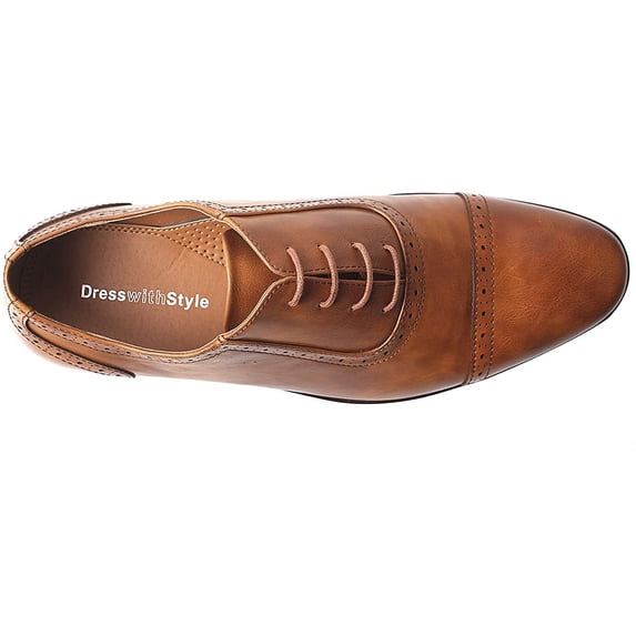 Mens Oxford Wingtip Lace Oxford Brogue Dress Shoes (12, Light Brown)