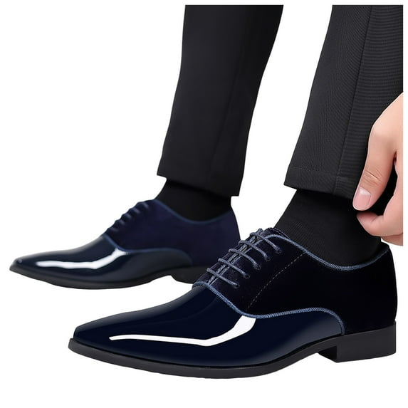 Mens Oxfords Dress Shoes Leather Satin Patchwork Pointed Toe Groom Formal Business Wedding Suit Tuxedo Shoes