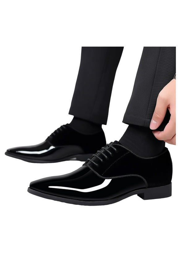 Mens Oxfords Dress Shoes Leather Satin Patchwork Pointed Toe Groom Formal Business Wedding Suit Tuxedo Shoes