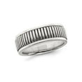 thumbnail image 1 of Gem & Harmony Mens Oxidized Patterned Sterling Silver Ring (8mm) for Men, 1 of 6