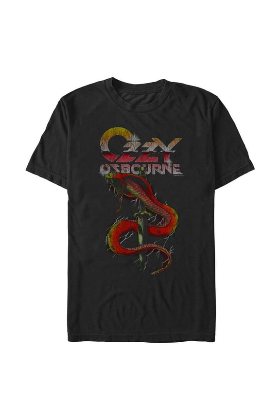 Mens Ozzy Osbourne Distressed Cobra Logo T Shirt