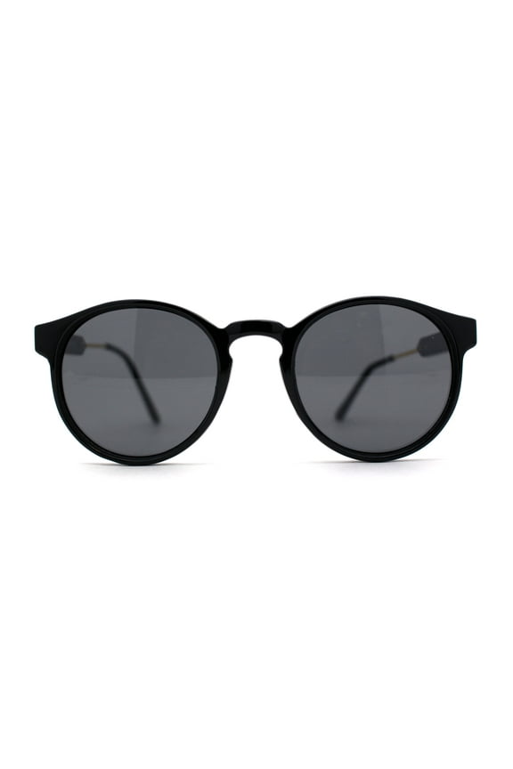 Mens P3 Iconic Keyhole Round Thin Plastic Sunglasses Black Gold Black