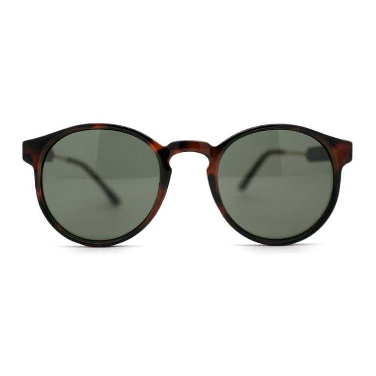 Mens P3 Iconic Keyhole Round Thin Plastic Sunglasses Tortoise