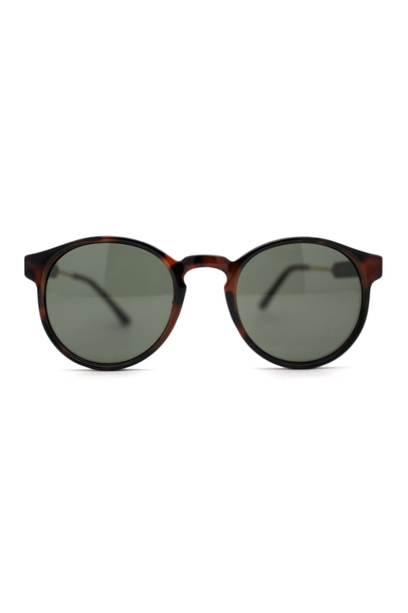 Mens P3 Iconic Keyhole Round Thin Plastic Sunglasses Tortoise Green